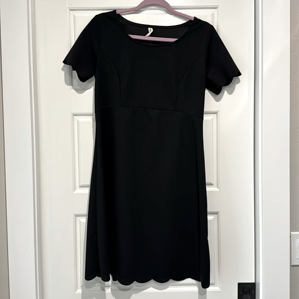 PinkBlush Black Scalloped Hem Maternity Babydoll Dress